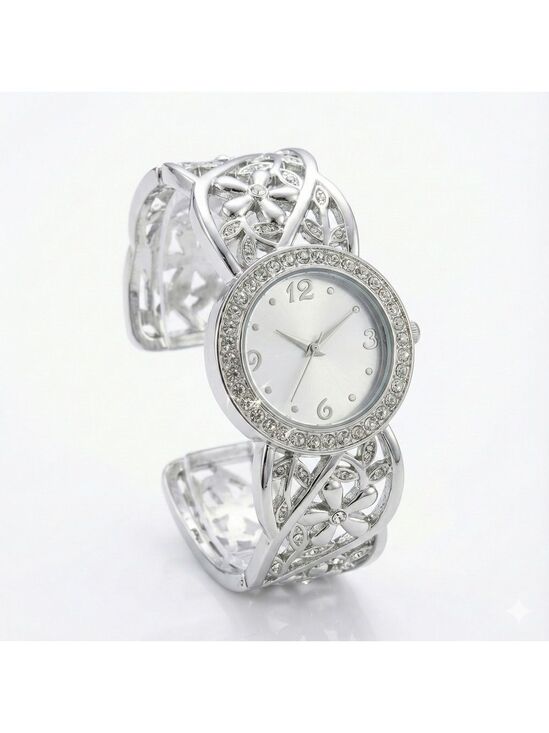 Accutime Accessories - Women's Silver Plated Watch Crystal Accents